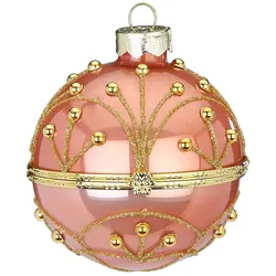 Holly & Jolly Geschenkkugeln 8cm Glas zum Befüllen Weihnachtskugeln Christbaumkugeln altrosa