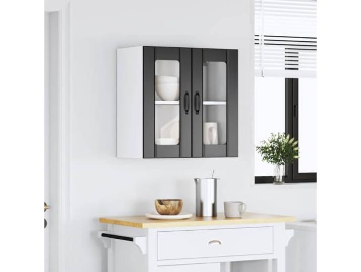 KTHLBRH Küchenschrank Lucca schwarz 60 x 31 x 60 cm Mehrschichtholz und Glas, Wandmontage, Tragkraft 70 kg, leicht zu reinigen