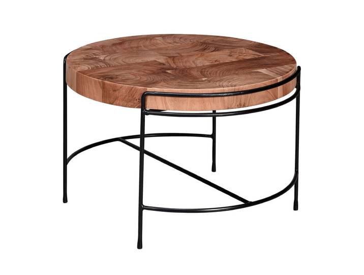 Couchtisch rund 62 cm Schwarz/ Akazie massiv