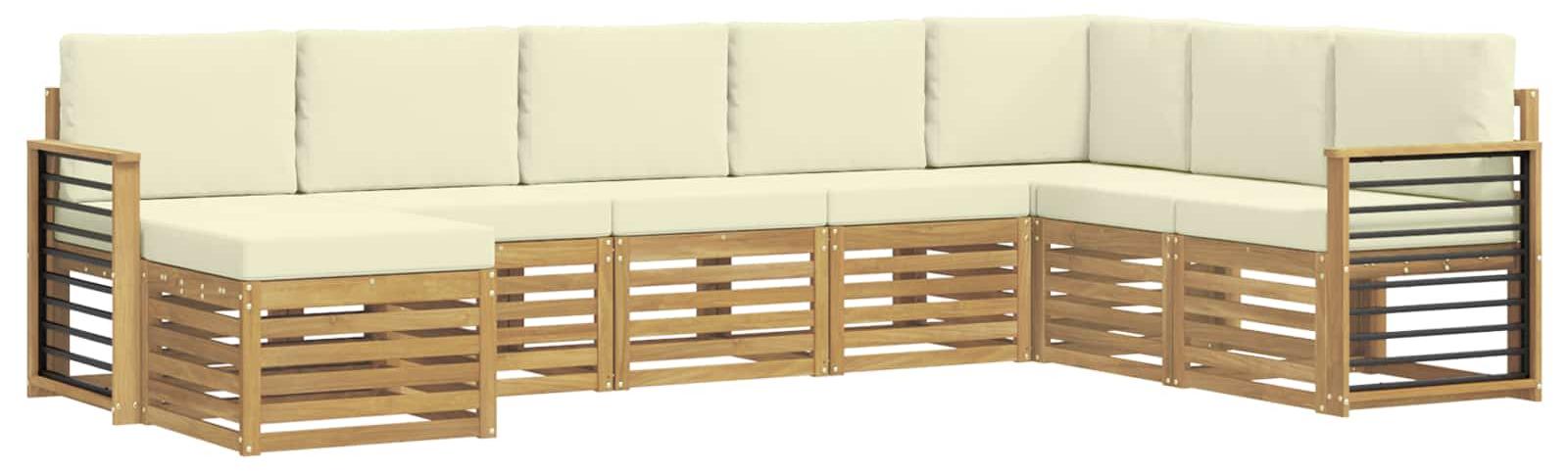 Garnitur aus 8 Outdoor-Sofas, weiß und cremefarben