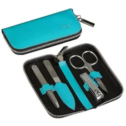 Canal instrumente, Zubehör Make-up, Reissverschluss-Etui aus Spaltleder (Türkis) 5381