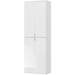 GARDEROBENSCHRANK weiß Hochglanz, Schuhschrank 4-türig, 9 Fächer