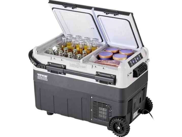 VEVOR tragbarer Autokühlschrank, 12-Volt-Autokühlschrank, 40 L Rollbarer Zweizonen-Gefrierschrank, einstellbare Temperatur, Kompressorkühler für Zuhause, Outdoor, Camping, Wohnmobil, Auto