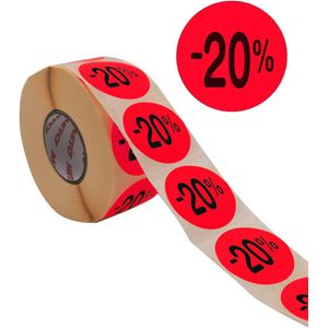 METO Preisetiketten Promoetikett, rot, Ø40mm, permanent klebend, Aufdruck -20%, 1000 Stück