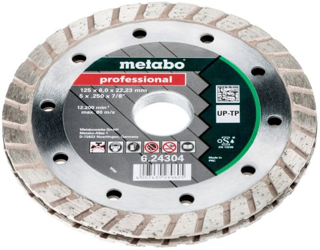 Meule de fraisage diamantée, 125x6x22,23 mm, « professional », « UP-TP », Tuckpointing universel metabo (624304000)