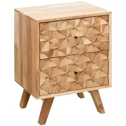 Handgefertigtes Nachtkästchen aus Massivholz, moderner Landhaus-Stil, 2 Schubladen. 44x35x61 cm | Kadima Design