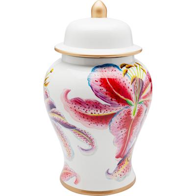 Dose KARE DESIGN "Dekodose Lillies", bunt (rosa), H:42cm Ø:26cm, Porzellan, Aufbewahrungsboxen, ideal für Schmuck, Schlüssel, Kleingeld, Haargummis u.a. Kleinteile