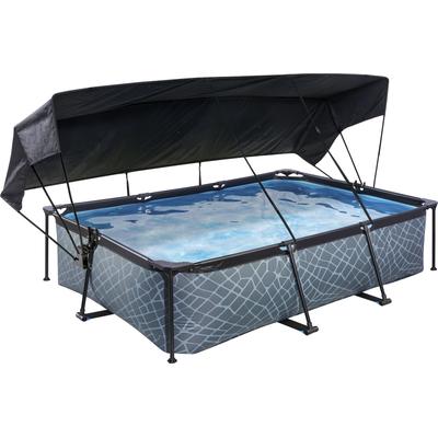 Framepool EXIT, grau, B:200cm H:65cm L:300cm, Schwimmbecken, BxLxH: 200x300x65 cm, mit Kartuschenfilter und Sonnensegel