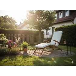 Ergonomische Sonnenliege, Saunaliege inkl. Auflage aus Akazienholz