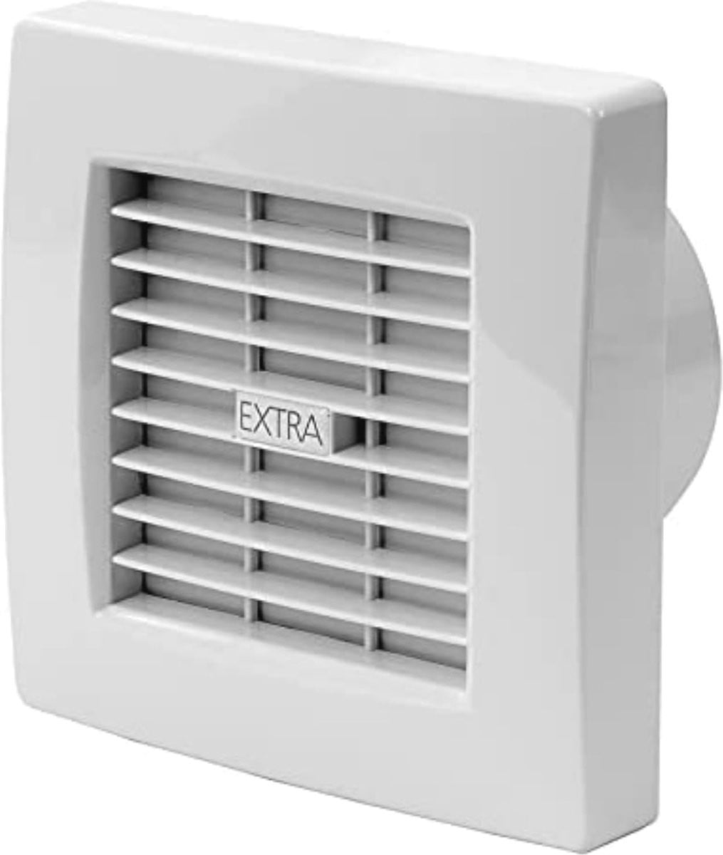 Witte badkamerventilator met automatische jaloezie voor badkamer, keuken en toilet