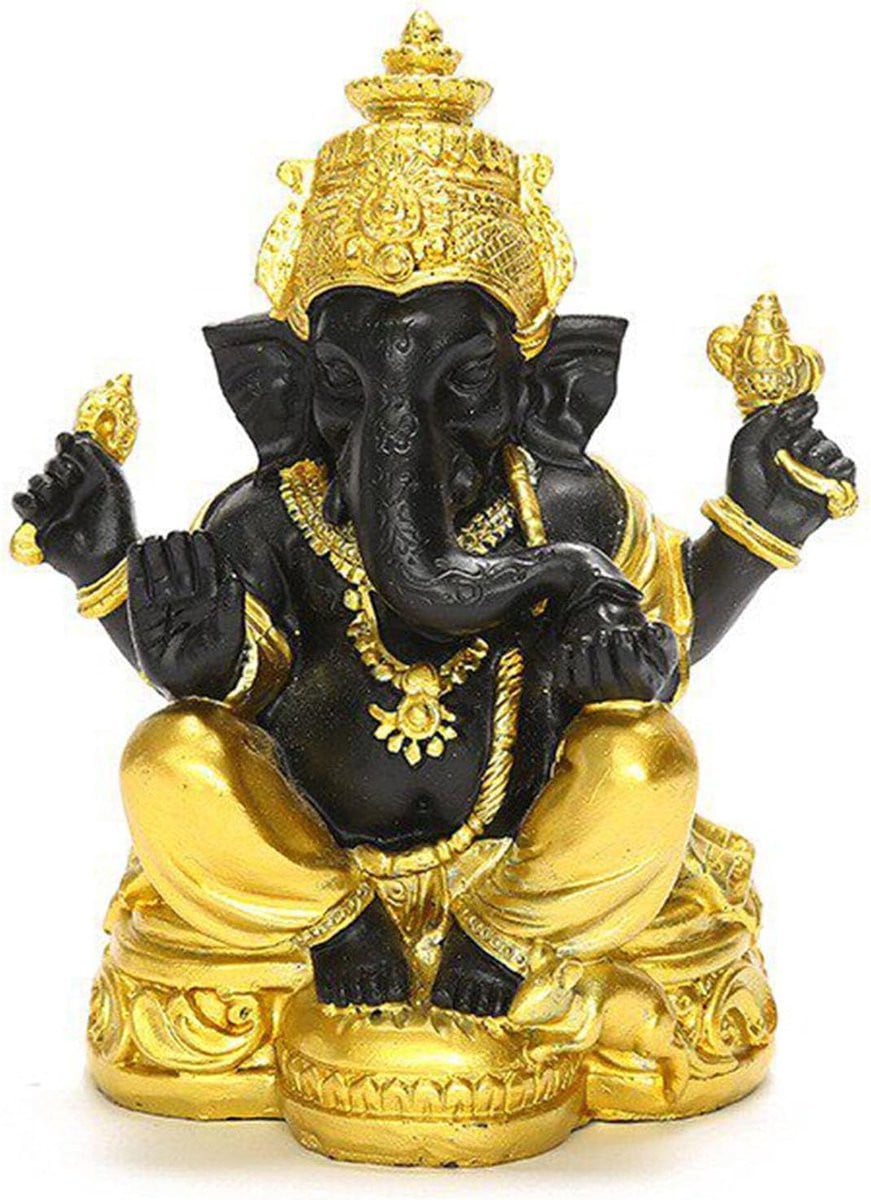 Ganesha Beeld Olifant God Decoratie Multicolor Hoogte: 12 cm