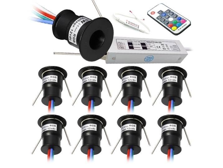 1W RGB Mini LED Downlight 12V Dimmable Spot lampe bijoux armoire à vin lumières encastré plafond projecteur avec contrôleur de gradation