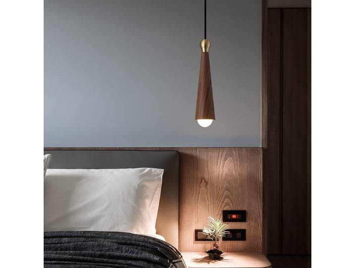Lampes suspendues LED en bois modernes lampe suspendue en cuivre décor de salon cuisine île Bar café Droplight lustres en bois de noyer