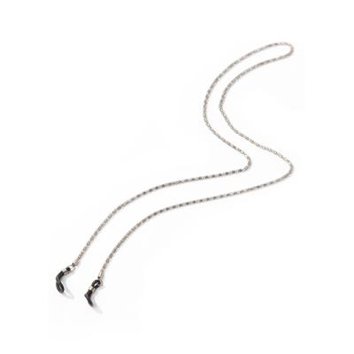 Brillenkette FIRETTI "glänzend, rhodiniert", schwarz (metallfarben, schwarz), Tragebänder, DamenL:57cm, Gummi, Metall, L:57cm