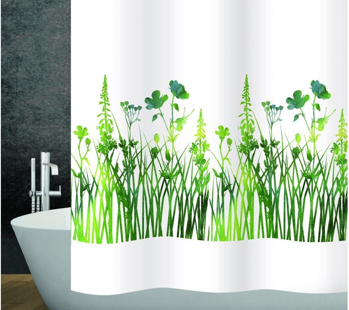 Duschvorhang DIAQUA "Joya", grün (grün, weiß), B:180cm H:180cm, Kunststoff, Polyester, Duschvorhänge, Duschvorhang grün, weiß B/H: 180cm x 180cm