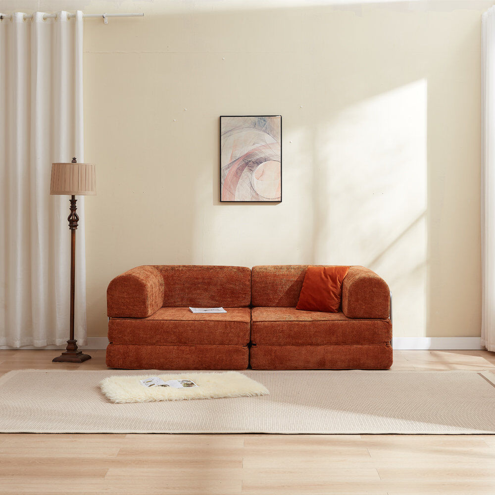 Brayden Studio Upholstered Daybed Orange 70cm H X 200cm W X 100cm L