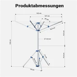 Wiltec Mobile Wäschespinne, Wäscheständer, Silber
