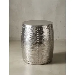 Beistelltisch – Rund Aluminium Silber Hammerschlag 42x49x42 cm orientalisch klein