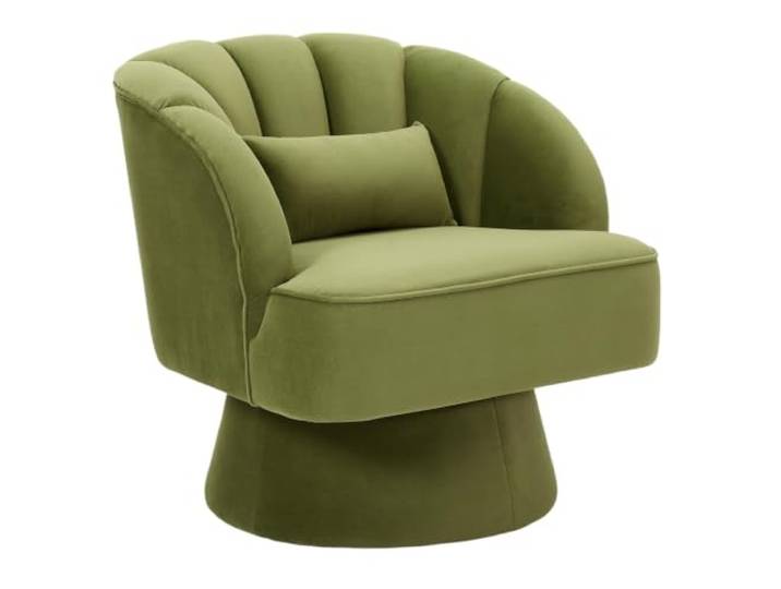 Garvee Samt Barrel Sessel, 360° drehbarer Clubstuhl mit Armlehnen Moderner Samt Barrel Sessel mit 360° Drehfunktion, weicher Polsterung, Armlehnen und rundem Design für Zuhause