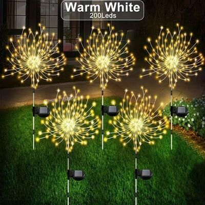 Uplifted Goods Solar Fireworks Lights For Outdoor Decoration warm White 90led 8modes