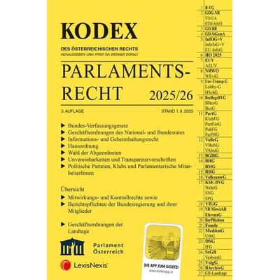 KODEX Parlamentsrecht 2025/26 - inkl. App, Taschenbuch von , LexisNexis Verlag ARD ORAC GmbH, 978-3-7007-7734-2
