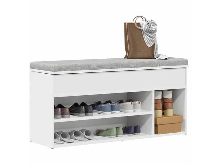 Banc à chaussures blanc 102x30 5x45 cm bois d'ingénierie banc banquette de couloir siège de couloir banc de 859136
