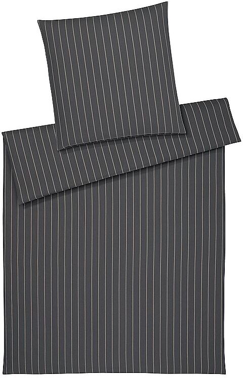 ELEGANTE Flanell Bettwäsche WINSTON 70x90cm/140x200cm Anthrazit grau EG