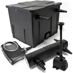 Wiltec, Brunnen + Gartenteich, Set: Teichfilter 12000l 24W UVC Klärer 80W Pumpe Springbrunnen 408