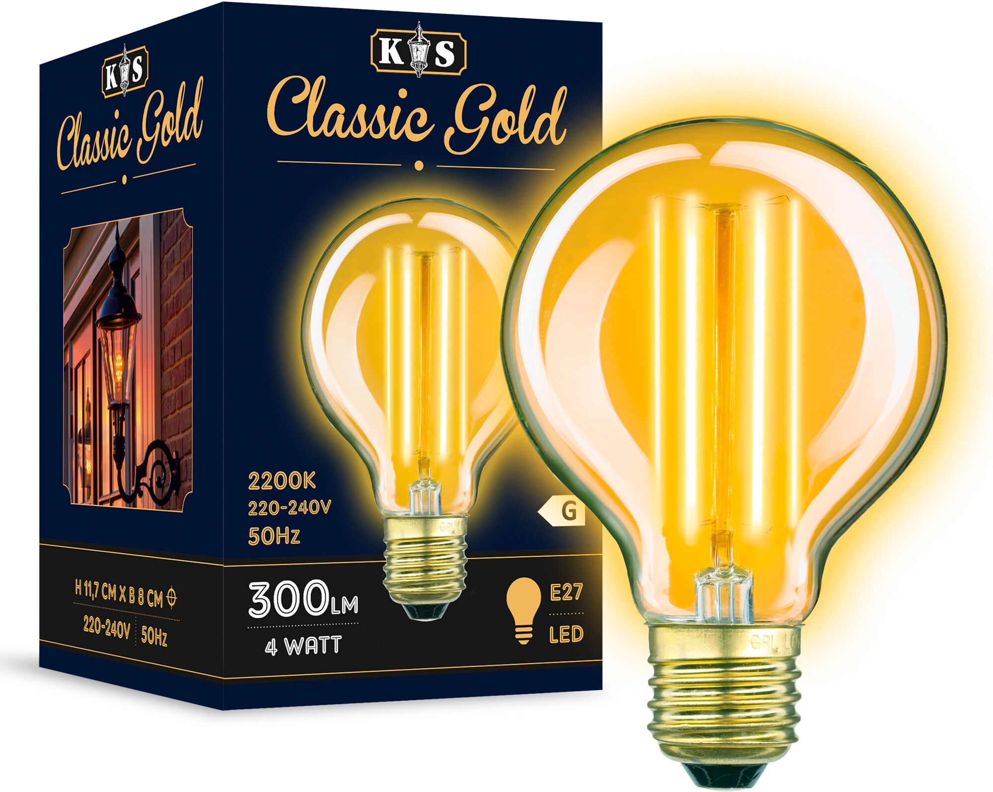 KS Verlichting Classic Gold LED 4W Globe