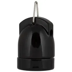 Bailey Fassung Porzellan E27 schwarz + Haken