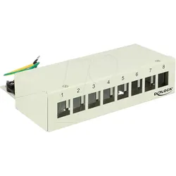 DELOCK 43336 - Keystone Patchpanel, 8 Port, Desktop, grau
