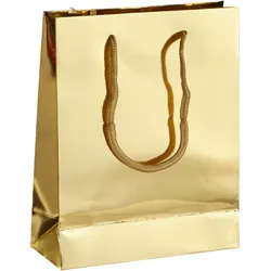 10 Geschenktasche, glänzend gold | 20 x 25 x 8 cm, Lackpapier