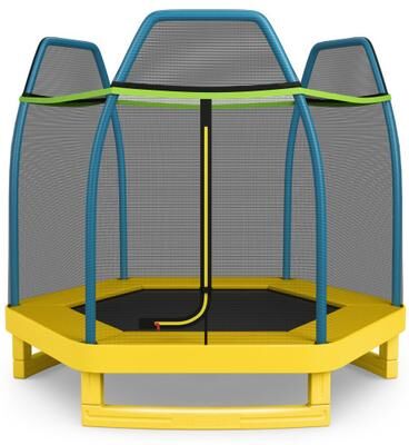 Costway 7 Feet Kids Recreational Bounce Jumper Trampoline-Yellow
