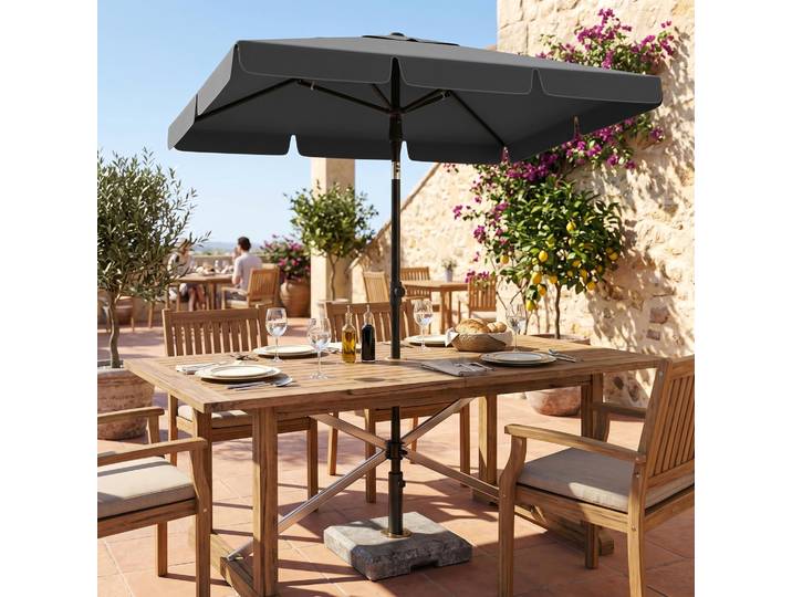Parasol de terrasse extérieur résistant au vent – Parasol inclinable avec manivelle, protection UV imperméable, idéal pour jardin, balcon, piscine, café, table