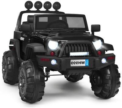 Costway 12V Kids Ride On Truck with Remote Control and Double Magnetic Door-Black