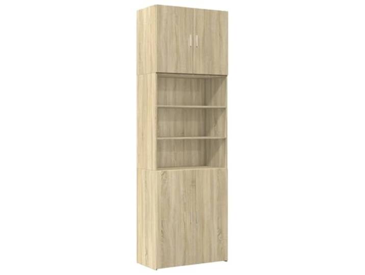 Kaorsrow Highboard Sonoma-Eiche 80x42,5x249 cm Holzwerkstoff Schrank Hohes Standregal mit Türen und Fächern für Wohnzimmer, Flur und Schlafzimmer. Pflegeleicht mit 90 kg Gesamtbelastbarkeit.