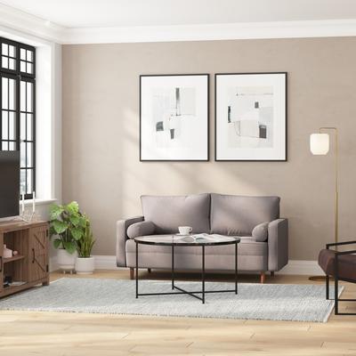 Taylor Compact Upholstered Tufted Loveseat with Wooden Legs