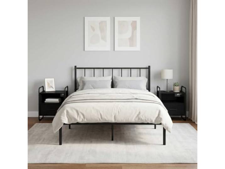 GHVBNMF Hängender Nachttisch 2er Set Wandnachtisch Schwarz Eichen-Optik Platzsparende Wandkonsolen fürs Schlafzimmer mit 2 Schubladen, stabilem Stahlrahmen und eleganter Eichen-Optik.