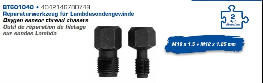 Brilliant Tools Gewindeschneidwerkzeugsatz, Lambdasonde Reparaturwerkzeug Für Lambdasondengewinde, 2-Tlg. Bt601040