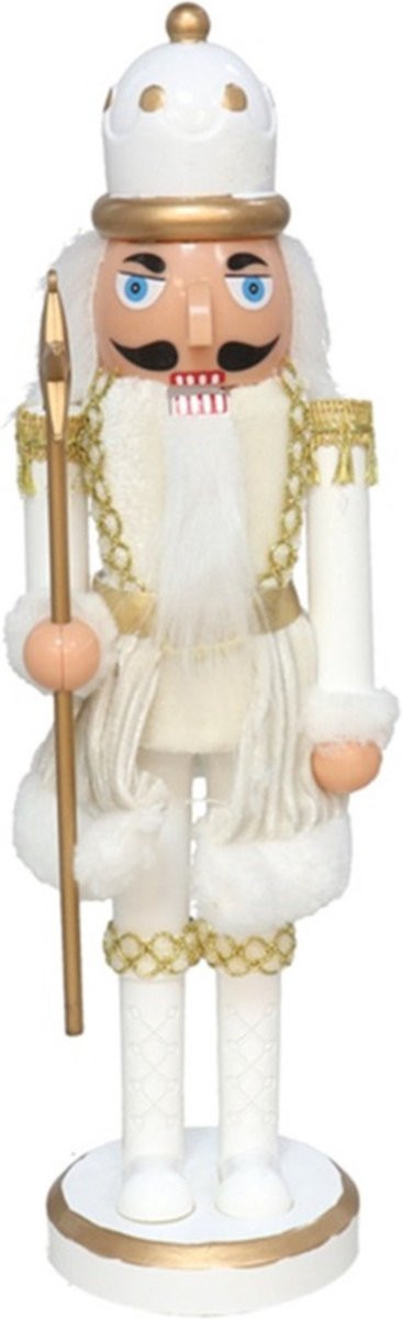 Gerimport Notenkraker Decoratief Beeld Wit/Goud - Hoogte: 28 cm