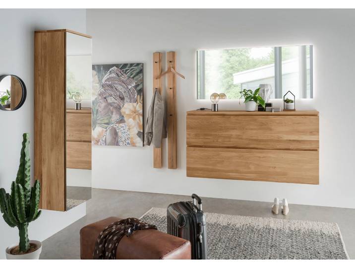 5 - teilige Garderobe Sienna aus massiver Wildeiche – Montierte Lieferung – 3%-Vorkasse-Rabatt