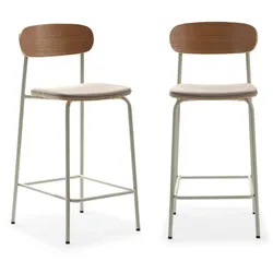 BARHOCKER (Set aus 2) aus Stoff mit schwarzen Metallbeinen - adriana 42/48/66 cm