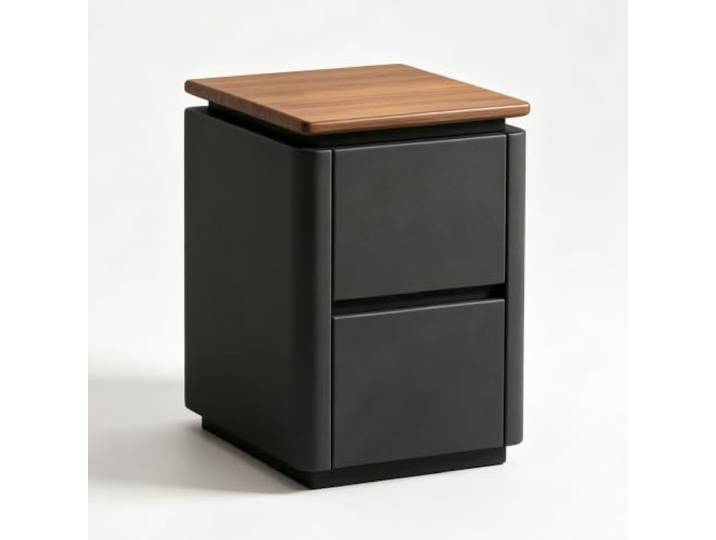 Moderner Beistelltisch Nachttisch aus Leder Tischplatte aus Holz Keine Montage erforderlich Aufbewahrungsschrank Für Wohnheimzimmer, Wohnzimmer und Schlafzimmer(Black+Brown,50cm/20in)