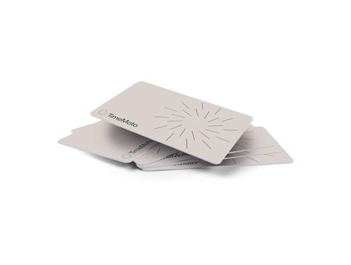 Badges RFID TimeMoto RF—100\, lot de 25\, compatibles avec les modèles de badgeuse TimeMoto\, compacts\, format carte de crédit\, fréquence de 125 kHz\, distance de détection de 7 cm