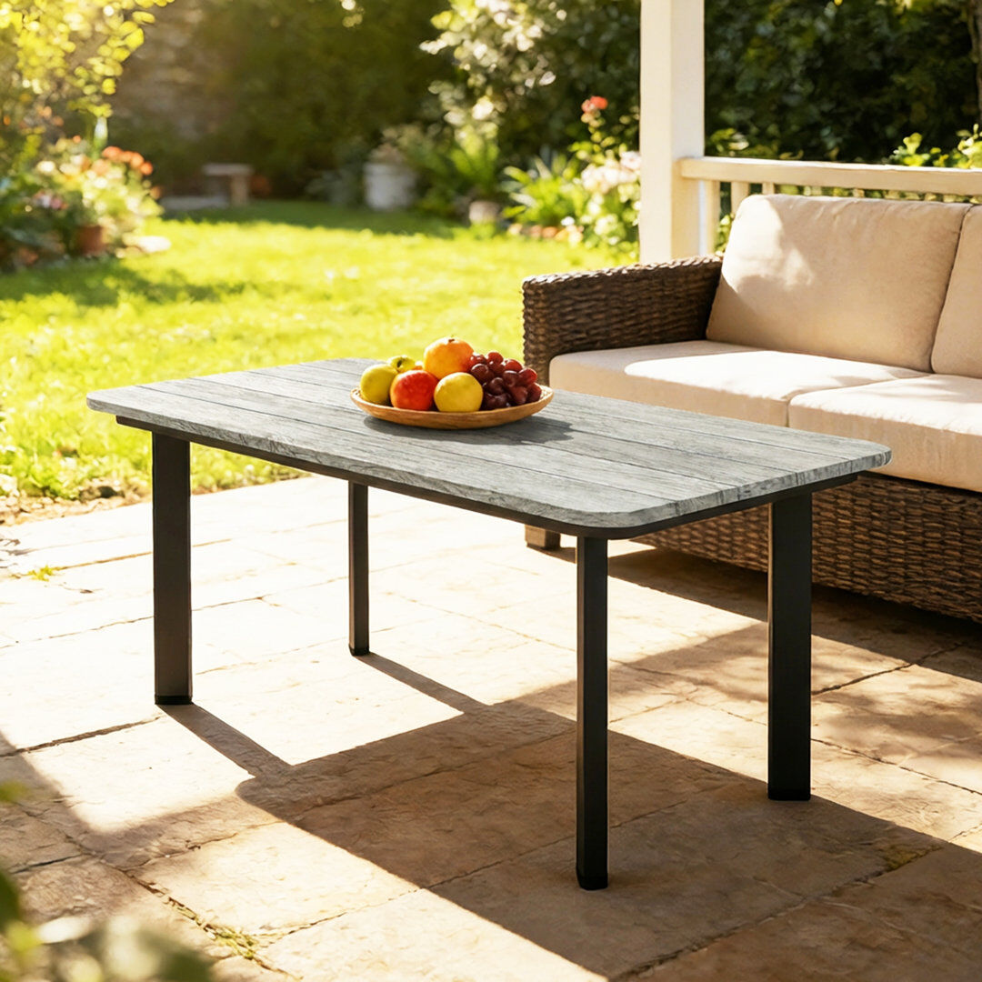 17 Stories Outsunny Outdoor Coffee Table Rectangle Garden Table 90 x 49 x 40 cm Grey Grey