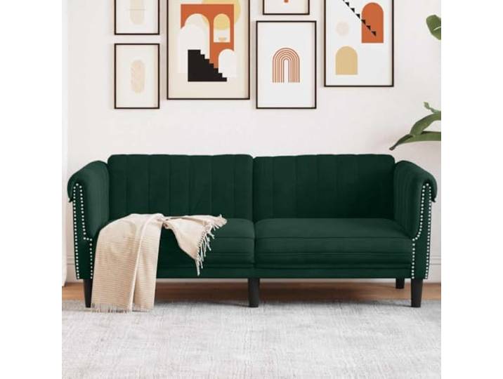 HEFZGDB 2-Sitzer Sofa Dunkelgrün Samt Modernes Design mit Weichem Stoff und Stabilen Stützbeinen für Wohnzimmer Komfortables Sitzgefühl durch Dicke Polsterung an Sitz Rückenlehne
