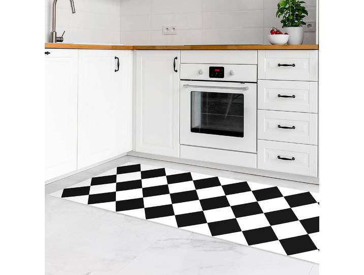 Vinylteppich Gedrehtes Schachbrett 40 x 120cm Schwarz/Weiß/Schwarz/Weiß