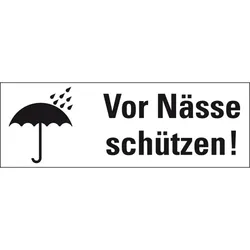 Aufkleber I Hinweisetikett Vor Nässe schützen!, weiß, Haftpapier, permanent, 147x50mm, 250/Rolle