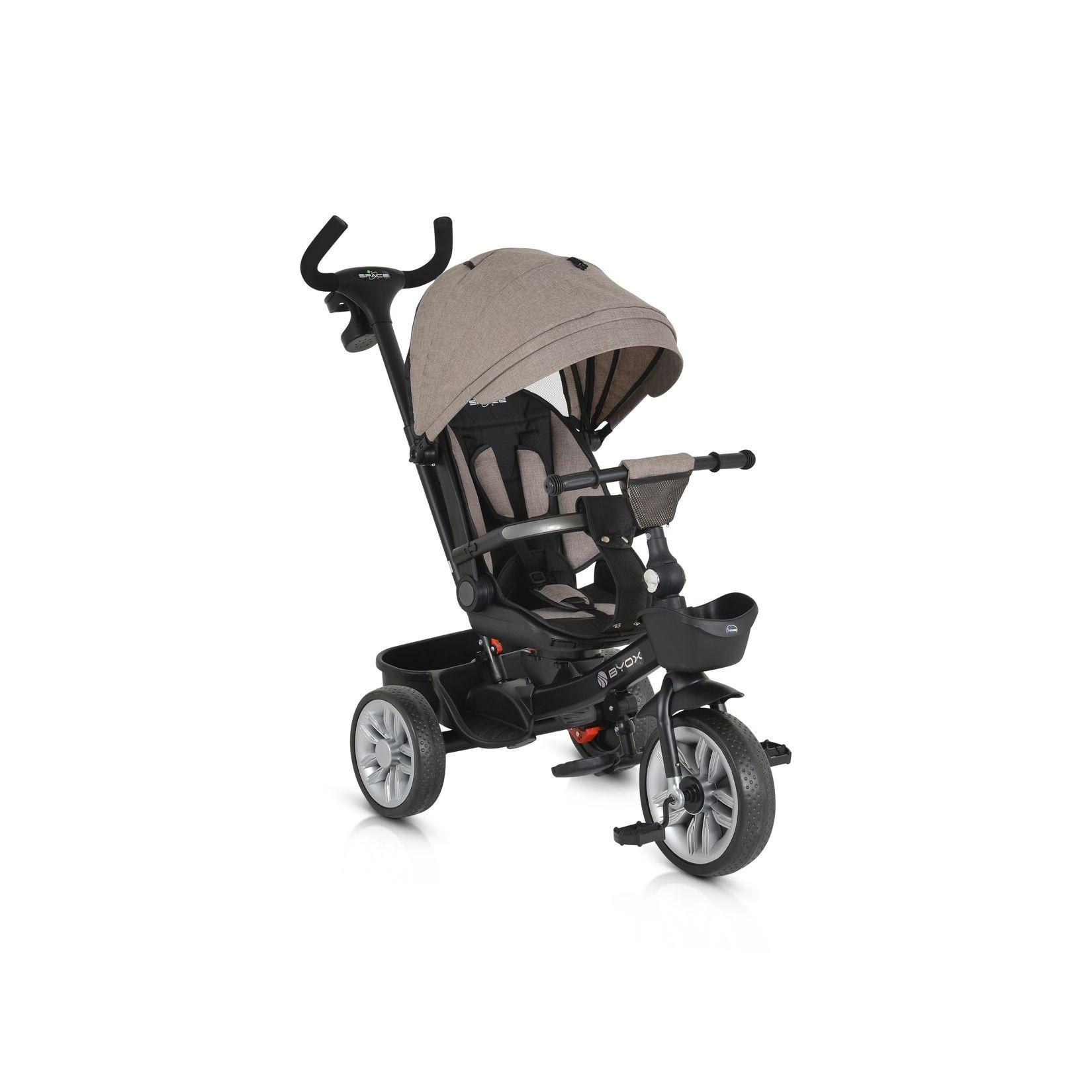 Byox Tricycle Space 3 in 1 Dreirad Getränkehalter, Korb, Schiebegriff, EVA-Räder beige