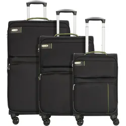 D&N Travel Line 6704 - 3-teiliges Koffer-Set Dobby Nylon, Koffer, Schwarz